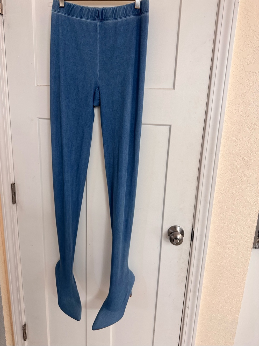Stretch High-Waist Blue Women’s Denim-Look Boot Jeggings